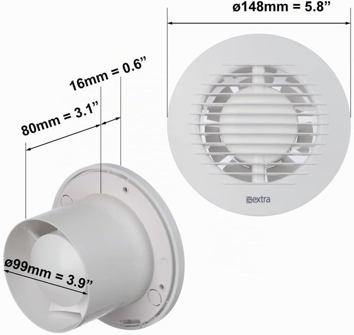 EUROPLAST Ø 100mm Badlüfter Timer/Nachlauf, Wandlüfter Ventilator Wandventilator Abluftventilator Le