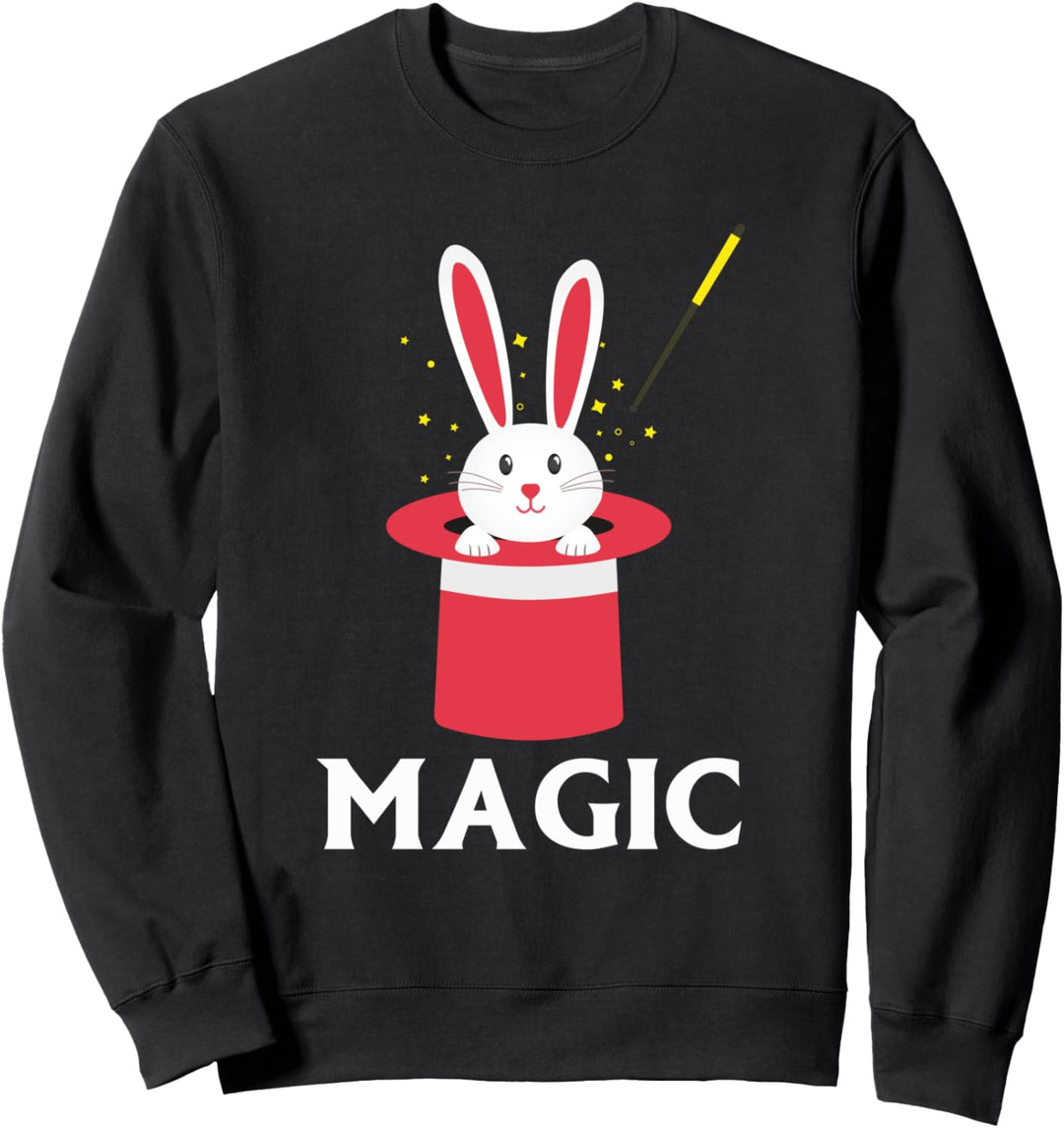 Lustiger Osterhase Kaninchen Zauberhut Zauberstab Zauberer Sweatshirt