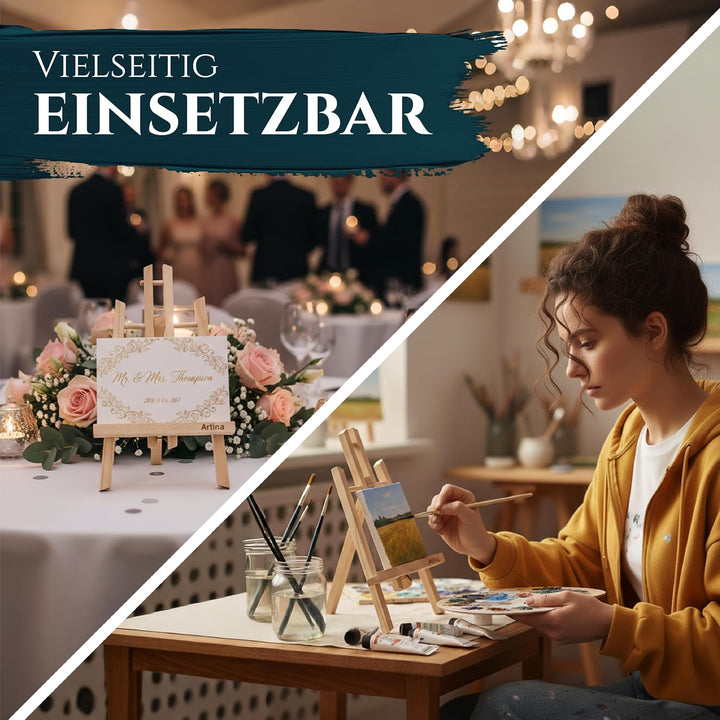 Artina Manchester 2er Set Tischstaffelei klein aus Holz 28cm Mini Präsentationsstaffelei Display-Sta