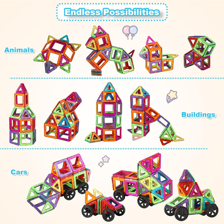 ECHOCUBE 42 Stück Magnetische Bauklötze Set, STEM Construction Spielzeug für Kinder 36+ Monate, Educ