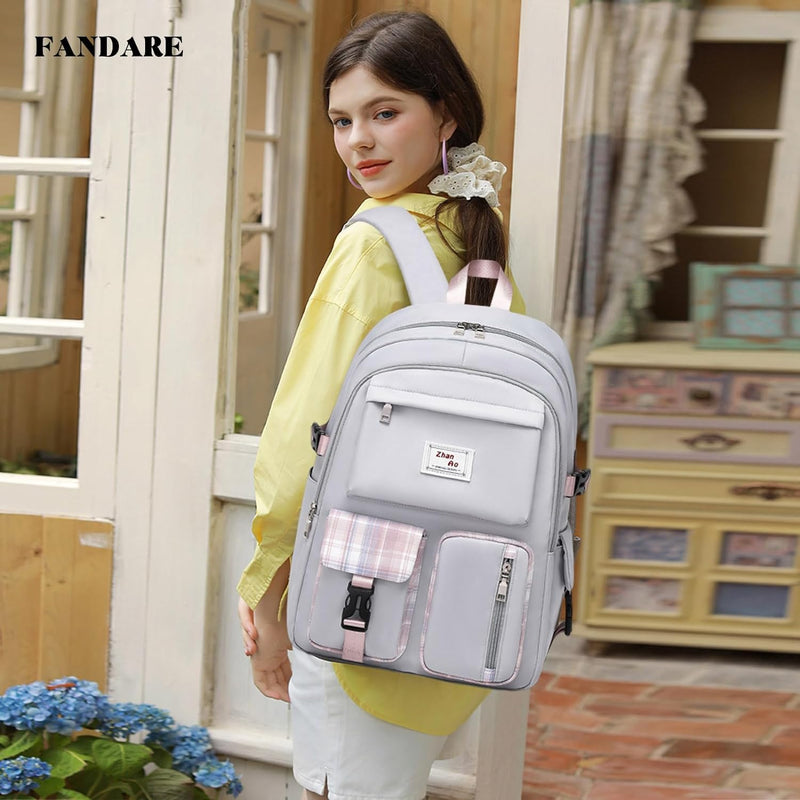 FANDARE Beiläufig Rucksack Schulrucksack Schulranzen Daypacks mit 15.6 Zoll Laptopfach Schultaschen