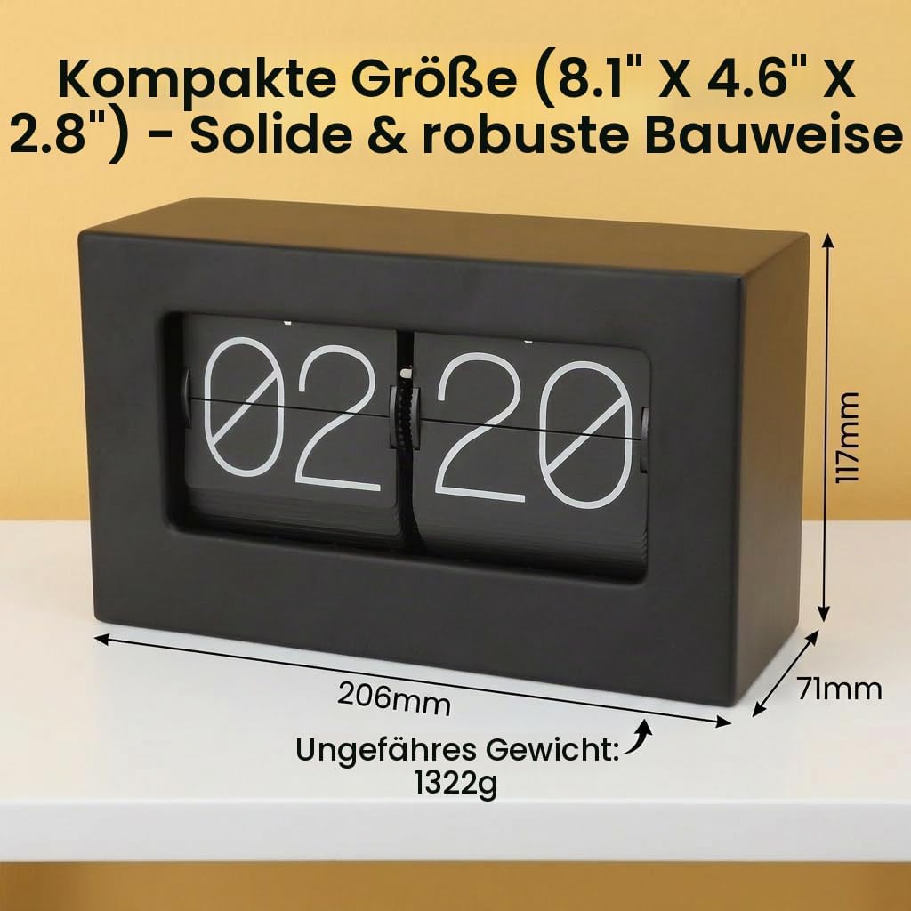 Greensen Retro Style Flip Clock, Mechanische Seitenwechsel-Desktop-Uhr mit Edelstahlbasis für Wohnzi