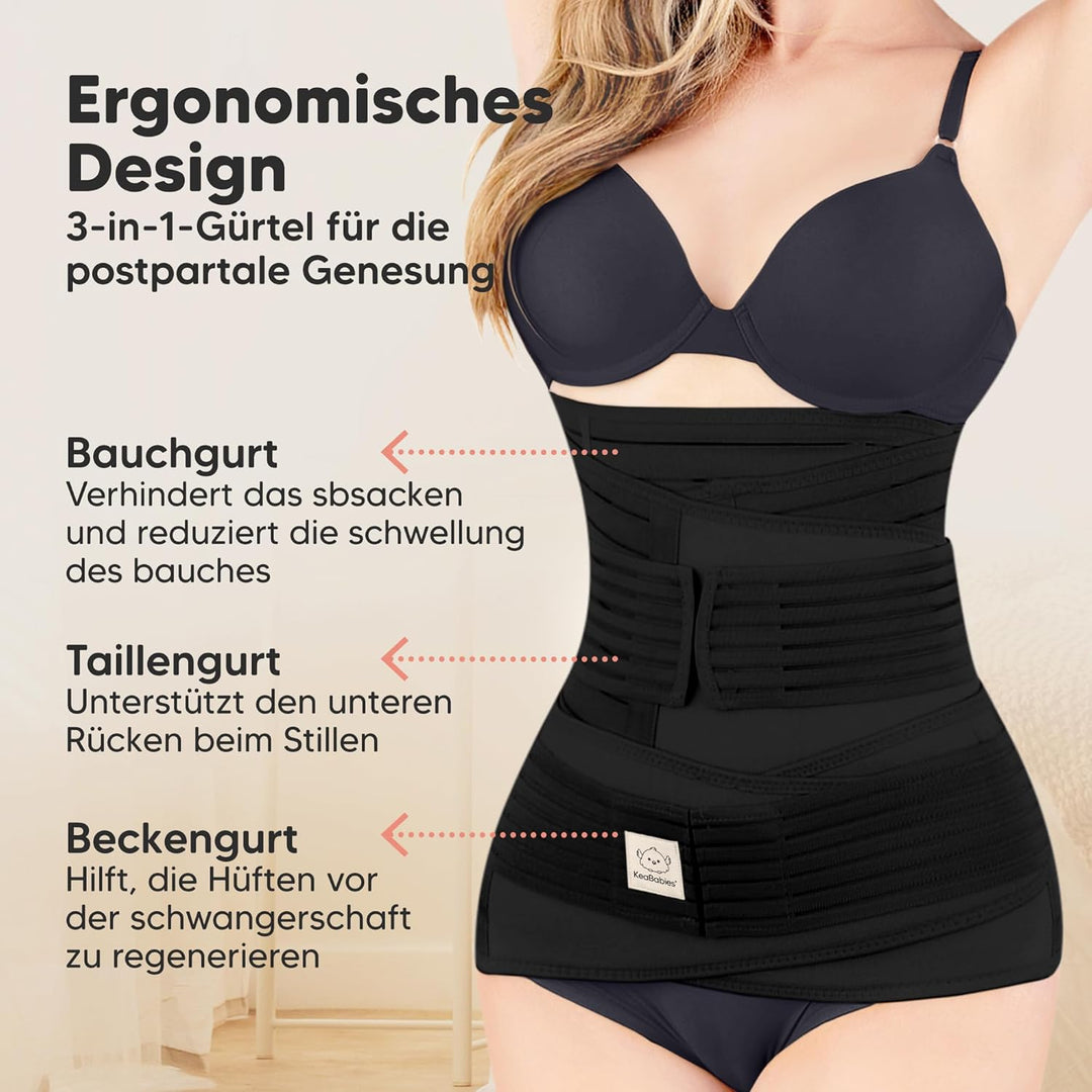 3 in 1 Postpartum Gürtel für Damen - Bauchgurt nach Geburt Kaiserschnitt - Rückbildungsgürtel nach G
