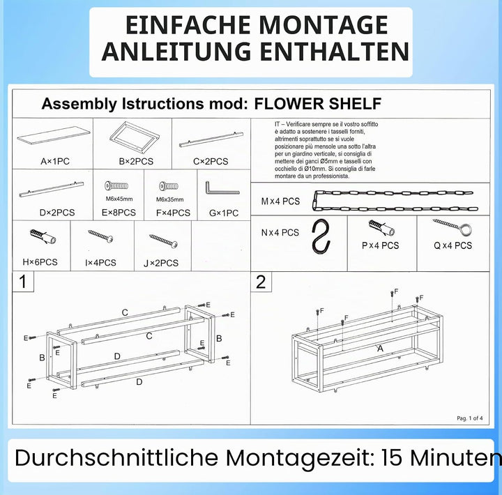 yelloo FLOWERS Hängendes Deckenregal mit Blumenketten für vertikale Garten Getränkehalter Flaschen B