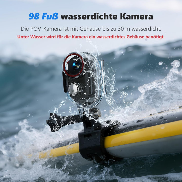 4K 30FPS Vlogging camera, 64GB Bodycam, Tragbare Freihändig POV-Kamera, 150° Winzige Action Cam Wass