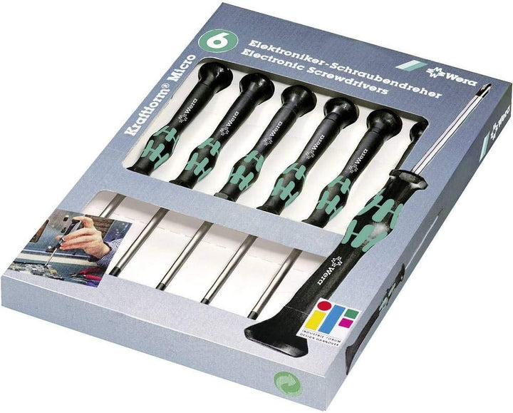 Wera Elektroniker-Schraubendrehersatz 2052/6 + Rack, 6-teilig, 05118156001