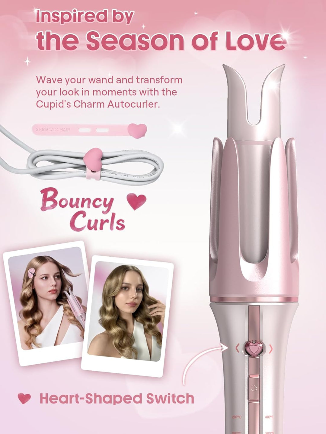 SHEGLAM Cupid's Charm 32mm One-Touch Automatisches Lockenstab Schnellaufheizend Selbstrotierender Lo