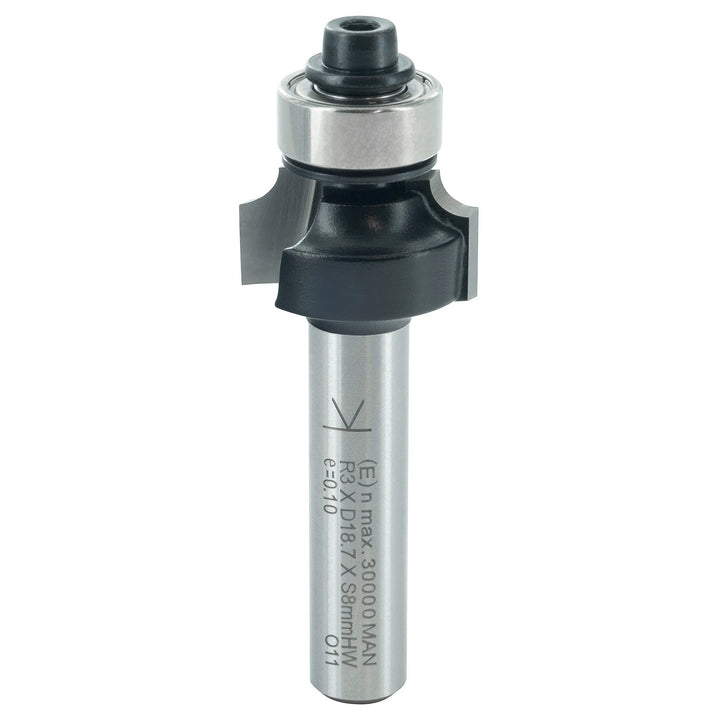 ENT 14282 Abrundfräser HW, Schaft (S) 8 mm, Durchmesser (D) 18,7 mm, NL 9,5 mm, R 3 mm, SL 32 mm, mi