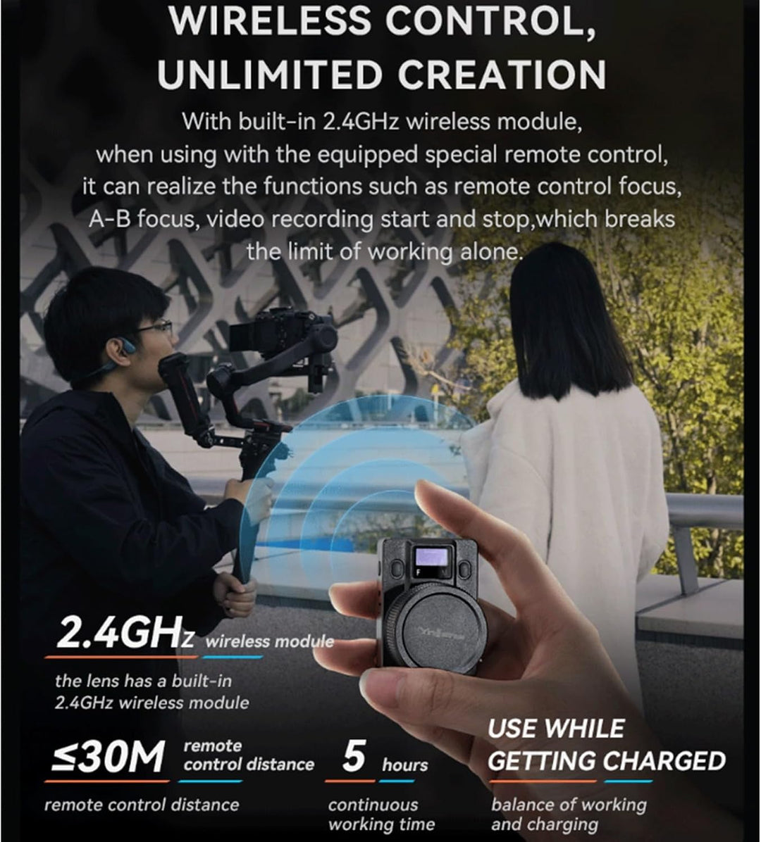 EACHSHOT Yn11Mm F1.8S Lens W/Remote Controller for Sony 11Mm F1.8 Large Aperture Fixed Prime Lens Au