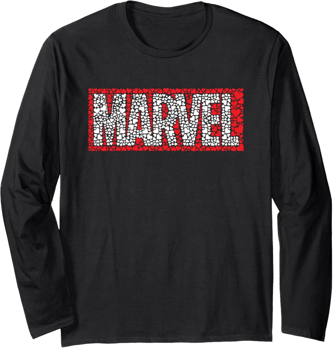 Marvel Logo Red Brick Hearts Valentine's Day Langarmshirt