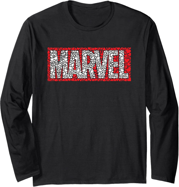 Marvel Logo Red Brick Hearts Valentine's Day Langarmshirt