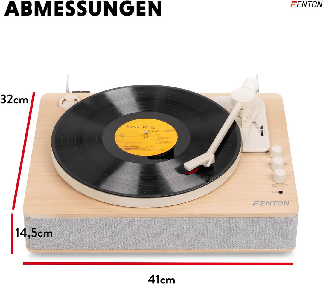 Fenton RP162S Schallplattenspieler Bluetooth Plattenspieler mit Lautsprecher, Pitch Control, MP3, RC
