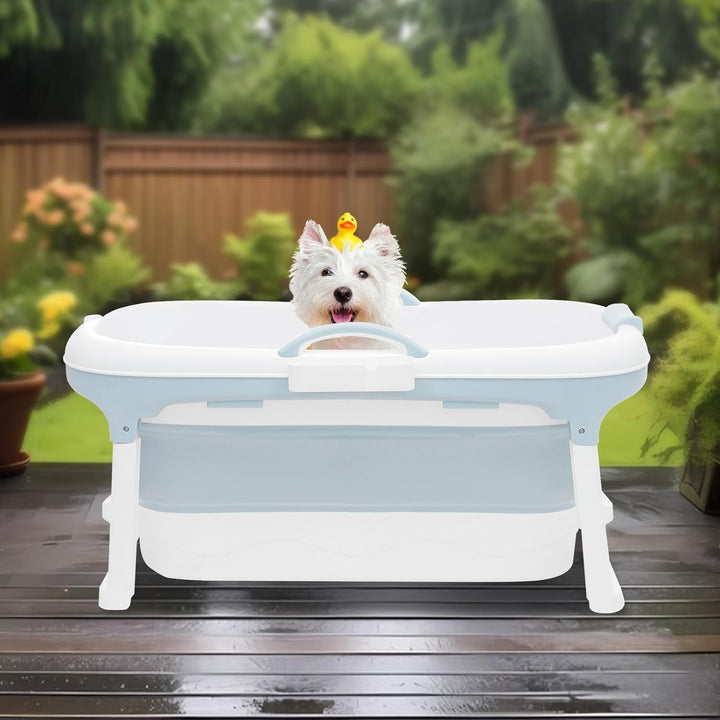 SuhoFutus Hundebadewanne Faltbare Badewanne für Grosse Hunde, Hundebadewanne mit Wasserablassstopfen