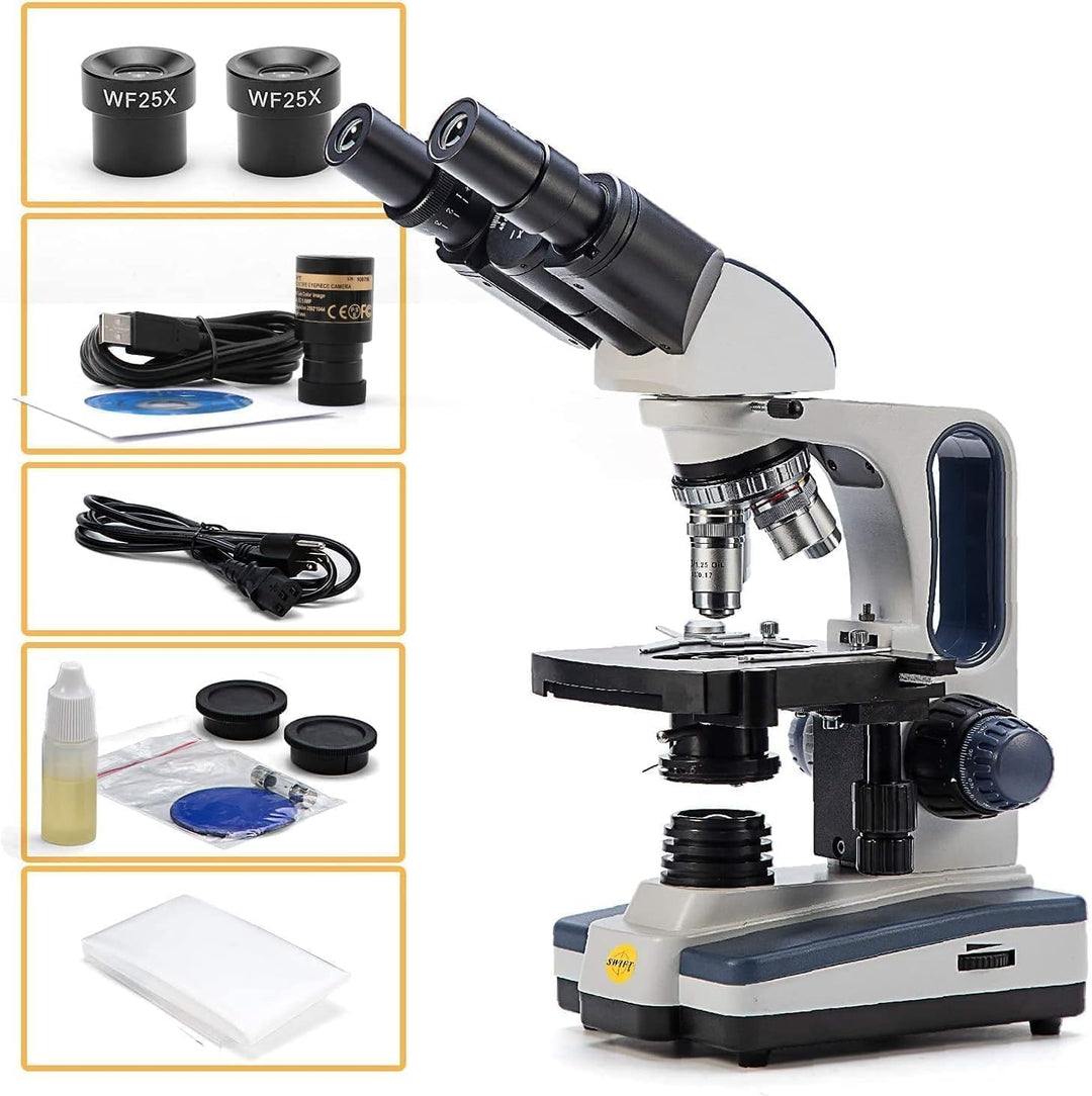 SWIFT SW350B 40x-2500x Magnification Binocular Lab Microscope Research Quality Boiling Pot Head Mech
