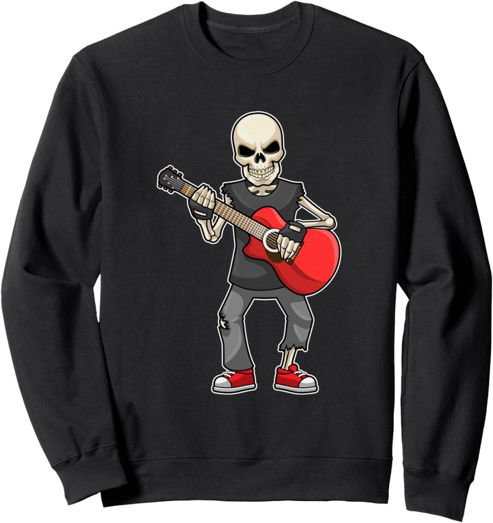 Skelett Musiker Gitarre Musik Sweatshirt