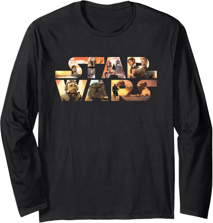 Star Wars Logo The Mandalorian Scenes Langarmshirt
