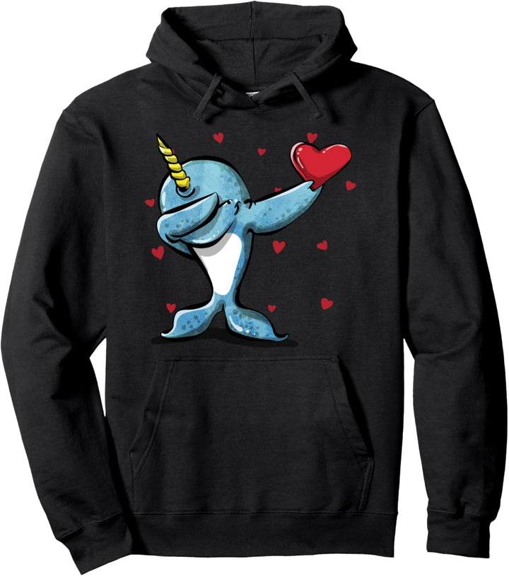 Tupfender Narwhal & Herz - Lustige Valentinestag Geschenke Pullover Hoodie