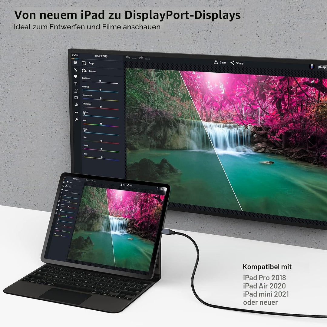 BENFEI USB C auf DisplayPort Kabel 1,8M(4K@144Hz/120Hz/60HZ,2K@240Hz/144Hz),2 Stück USB Typ C(Thunde