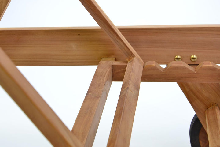 Divero Sonnenliege mit Auflage Set Teakholzliege Holzliege Gartenliege aus Teak Holz gummiummantelte