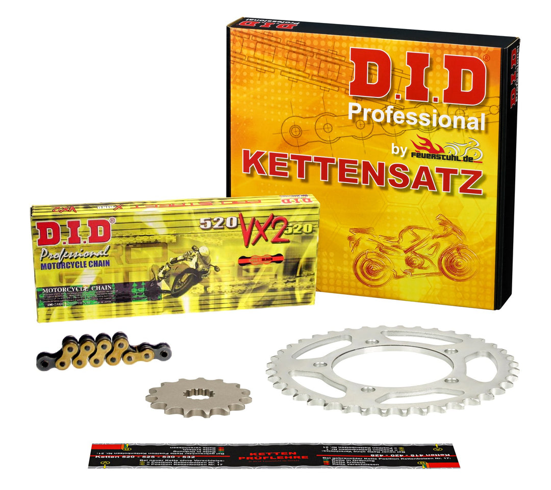 Kettensatz F 650 GS, 2000-2008, Typ E 650 G, DID X-Ring (VX2 gold) extra verstärkt