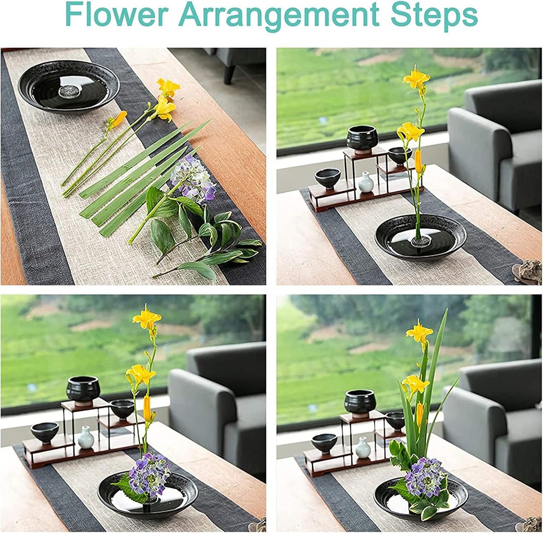 CRAFFANCY Blumenarrangement-Set, lila Ton-Keramik-Übertopf mit 5 cm Kenzan-Blumen-Frosch-Töpferware,