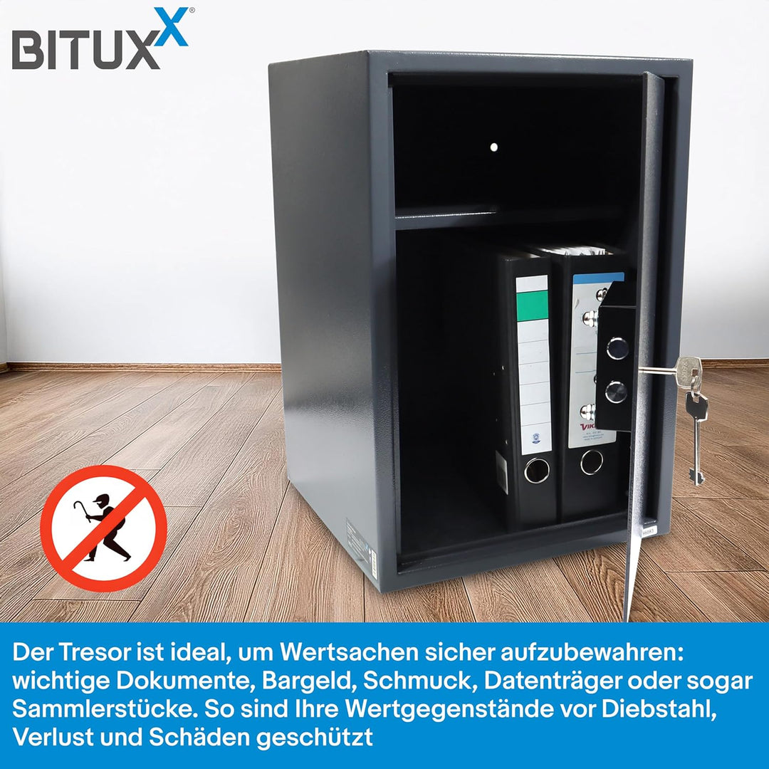 BITUXX Tresor Möbeltresor Safe Aktentresor Sicherheitstresor Abschliessbar mit Schlüssel für Büro un