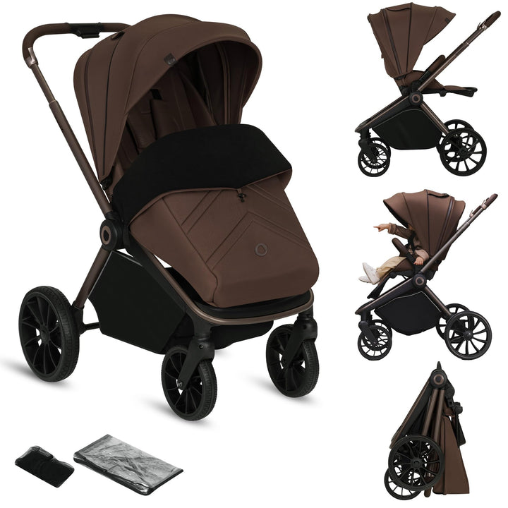 Lionelo MIKA PLUS Kinderwagen 6-48 Monate bis 22 kg, Verstellbare Rückenlehne und Fussstütze, Federu