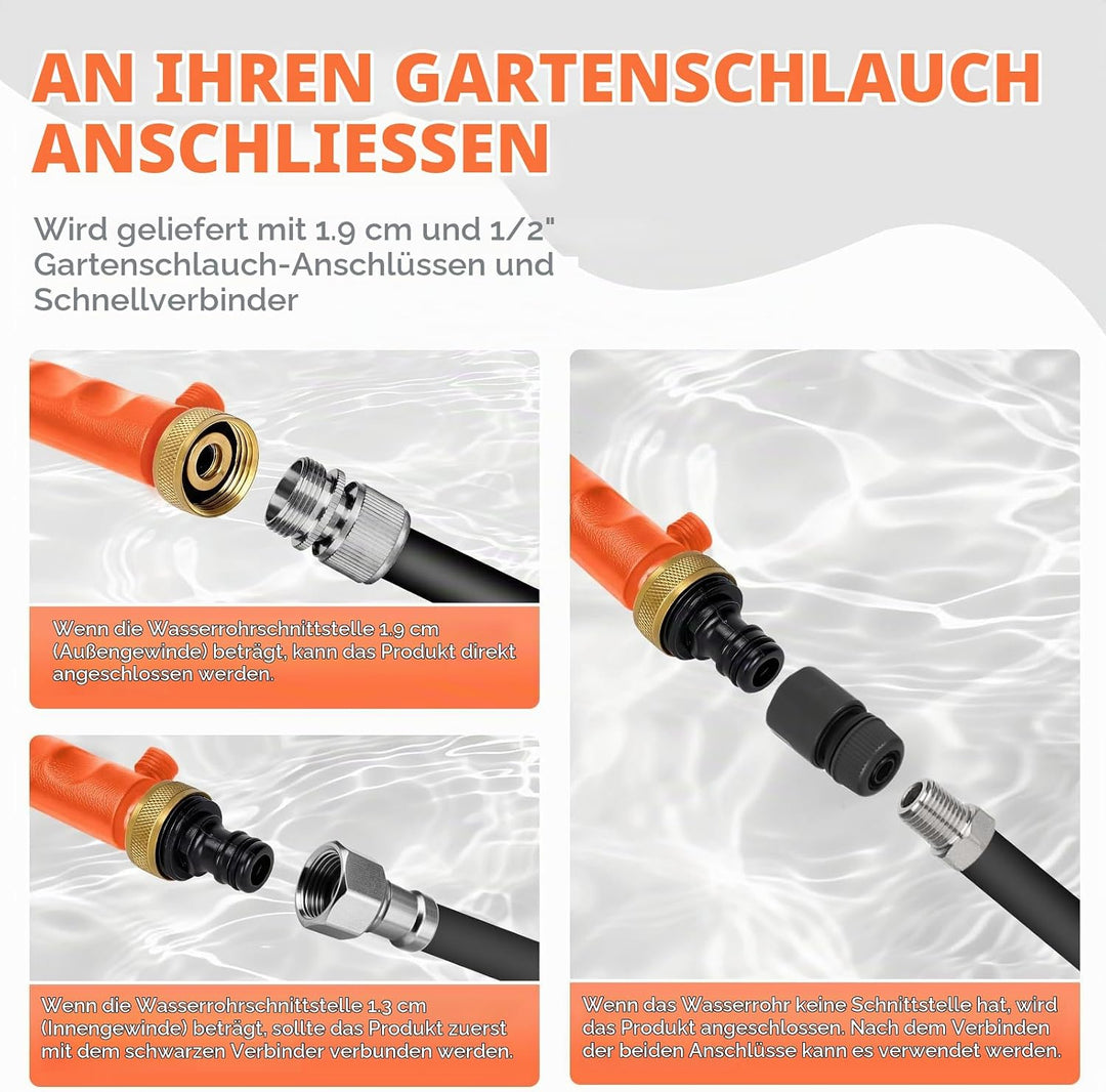 Jet Hochdruck-Hochdruckreiniger, Tragbare Hydrojet Hochdruckreiniger Gartenschlauch Ende, Glasfenste