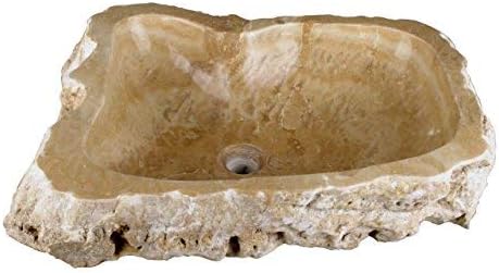 Divero Natur-Stein Waschschale Meran Aufsatz-Waschbecken Handwaschbecken Marmor Creme/Hellbraun Ø ca