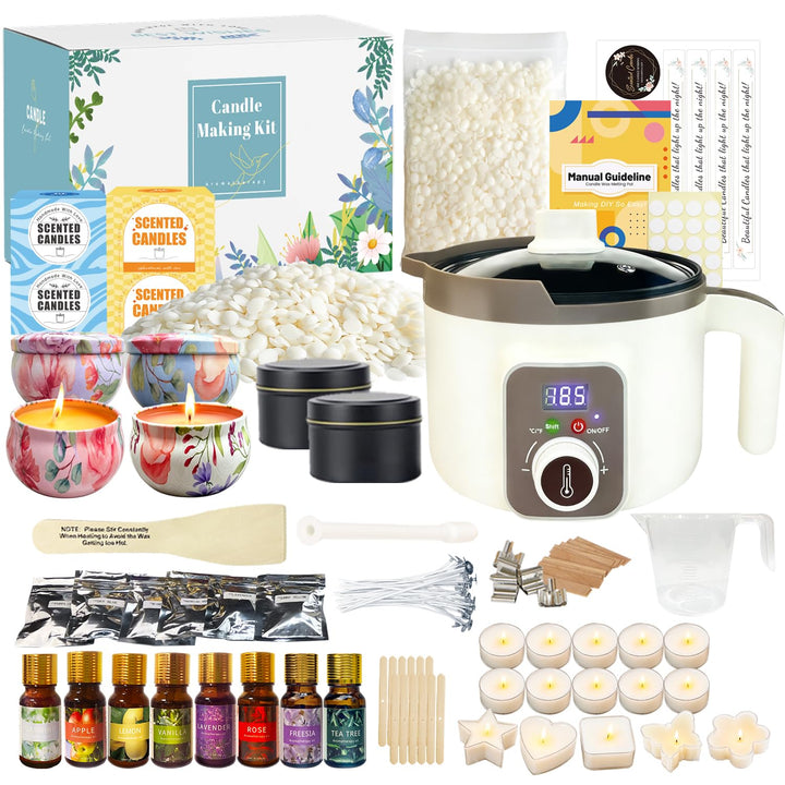 LINGQIAN DIY Kerzenherstellung Set, Kerzen Selber Machen Kit Sojawachs, Elektrischer Wachsschmelztop
