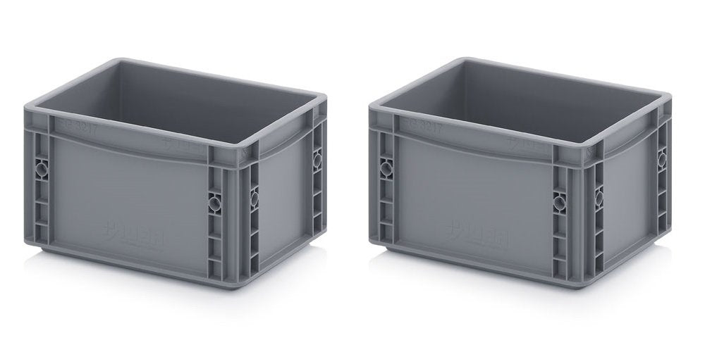 Auer Packaging 2x Eurobehälter 30 x 20 x 17 grau inkl. gratis Zollstock 2er Set