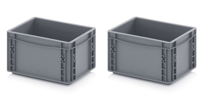 Auer Packaging 2x Eurobehälter 30 x 20 x 17 grau inkl. gratis Zollstock 2er Set