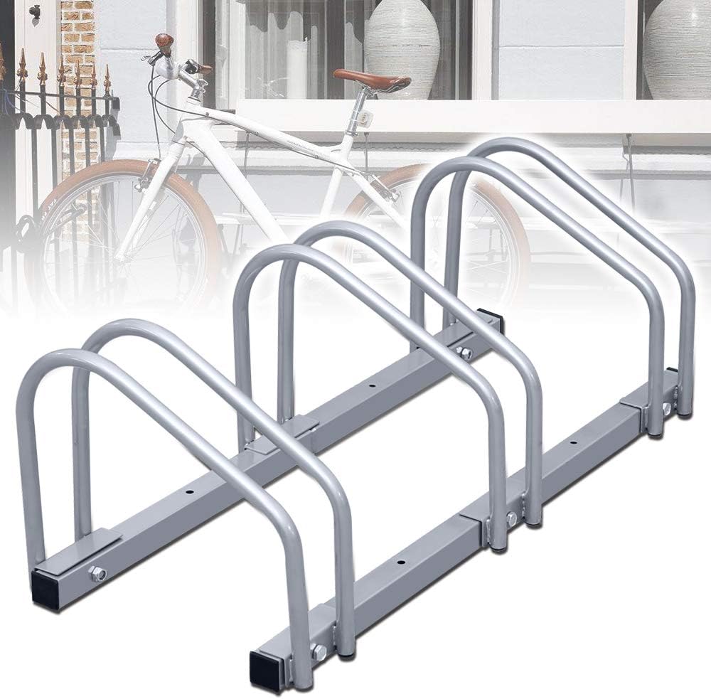 Ikodm Fahrradständer für 3 Fahrräder 35-55 mm Reifenbreite Mehrfachständer Aufstellständer Radstände