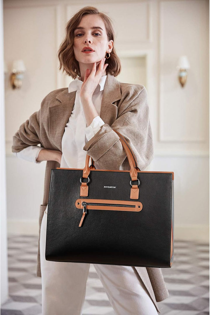 BOSTANTEN Damen Leder Aktentaschen 15.6 Zoll Laptop Handtasche Businesstasche Schultertasche Henkelt