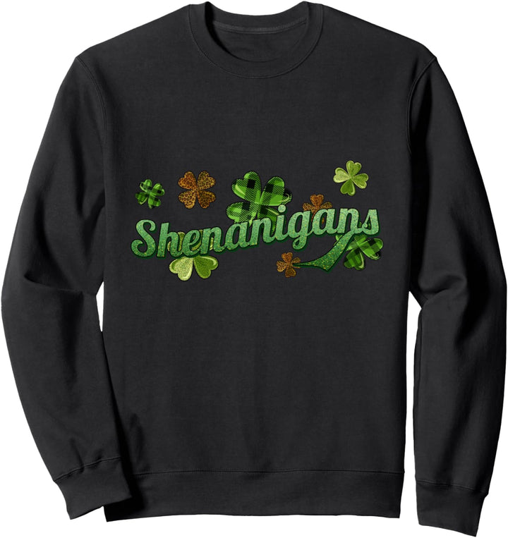 St. Patrick's Green Buffalo Plaid Shamrock Shenanigans Women Sweatshirt