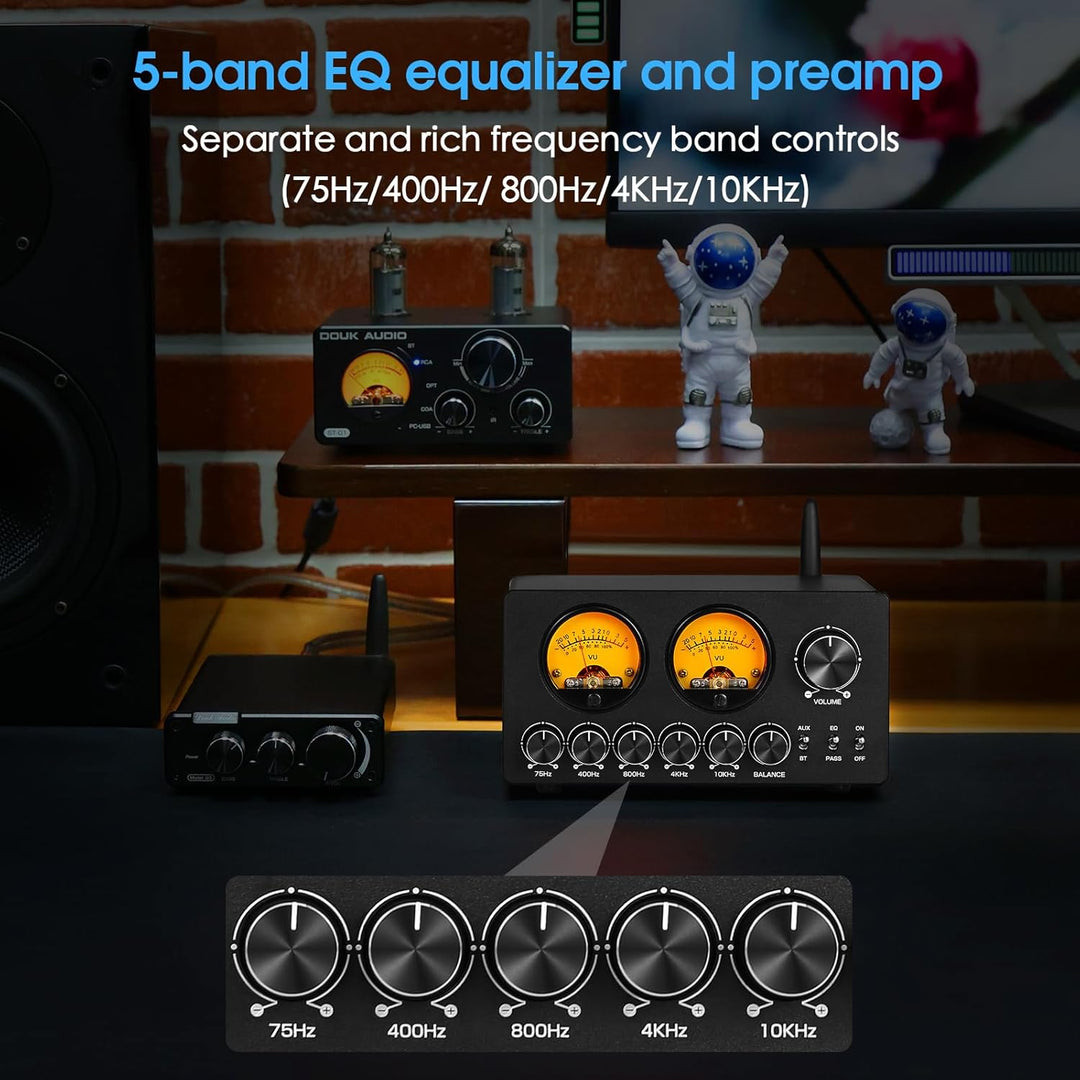 Douk Audio 5-Band-Equalizer Bluetooth EQ Vorverstärker für Heim-Stereo/Computer-Lautsprecher/Verstär