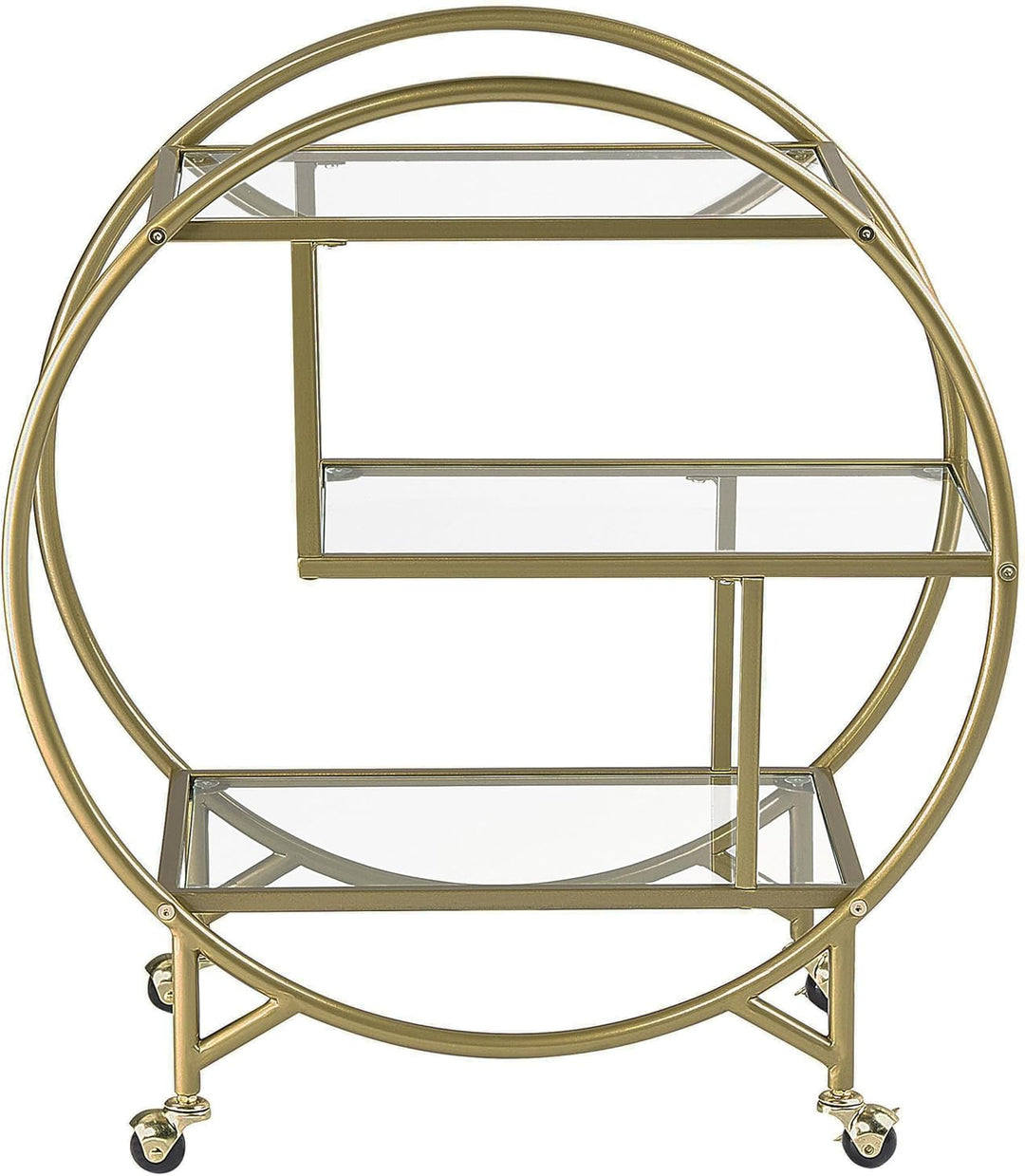 Beliani Servierwagen Glasplatte transparent/Gold mit Rollen glamourös Colton
