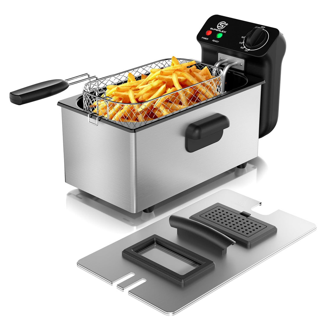 Fritteuse Elektrische 2000W Edelstahl Fritteuse mit Öl 3L Kapazität Antihaft Beschichtung Einstellba