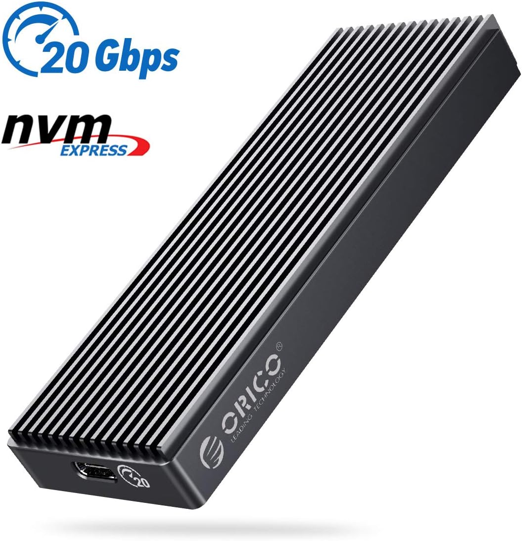 ORICO NVMe M.2 SSD Gehäuse 20Gbps bis zu 2000MB/s, USB 3.2 Gen2x2 USB-C Aluminium NVMe Adapter für P