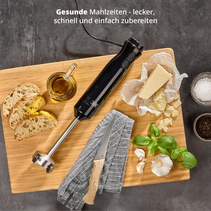 KHG Stabmixer 1000 Watt mit LED-Display - 6 Geschwindigkeiten & Turbo-Funktion - Edelstahlmesser 4-f