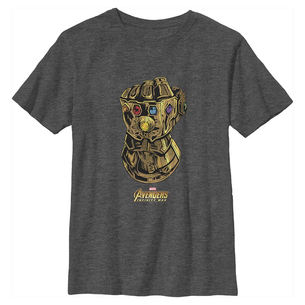 Marvel Jungen Zieh ein Handschuh-t-shirt An, Charcoal Heather, XS