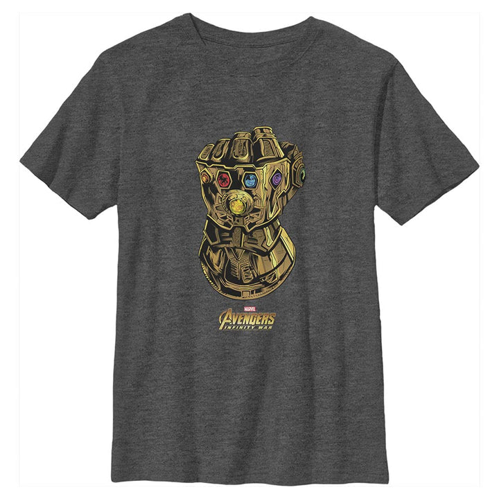 Marvel Jungen Zieh ein Handschuh-t-shirt An, Charcoal Heather, XS