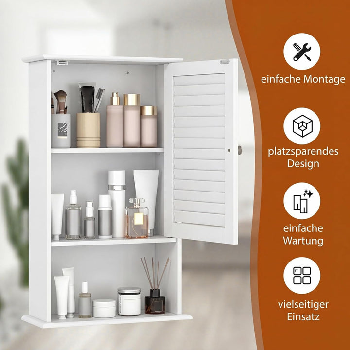 COSTWAY Hängeschrank, Badezimmerschrank hängend, Wandschrank Badschrank mit verstellbarem Einlegebod
