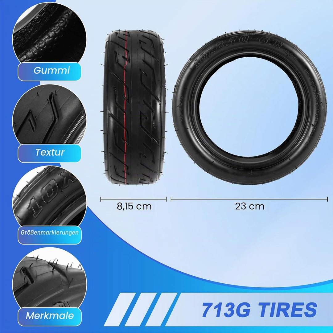10X2.70-6.5 Vakuumreifen für Balanced Scooter, 10 Escooter Roller Reifen, Ersetzt den Originalen Sch