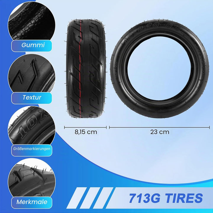 10X2.70-6.5 Vakuumreifen für Balanced Scooter, 10 Escooter Roller Reifen, Ersetzt den Originalen Sch