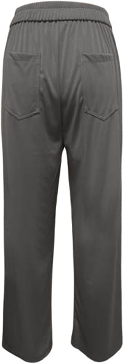 Hose Damen Langgrösse Arbeitshose für Damen, hohe elastische Taille, gerade Hose mit weitem Bein, Bu