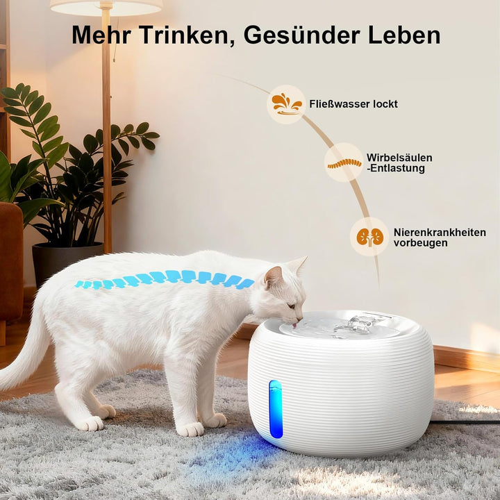 SIBAYS Trinkbrunnen für Katze - 3.5L Katzenbrunnen mit 25dB Ultraleise Pumpe &amp; LED-Fenster - Trinkbr
