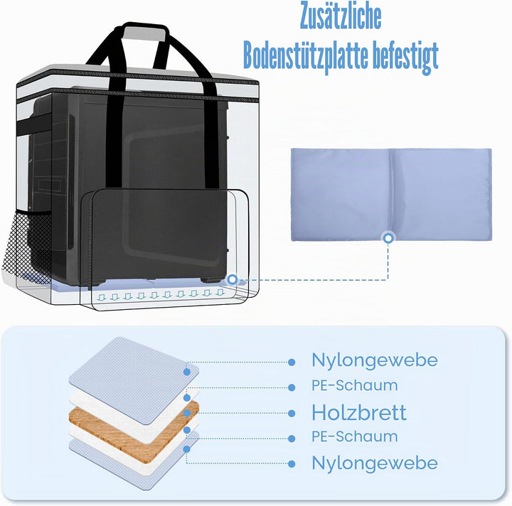 CURMIO Doppelschichte Tragetasche für PC Computer, Desktop-Computer-Reisetasche für PC-Gehäuse, Tast
