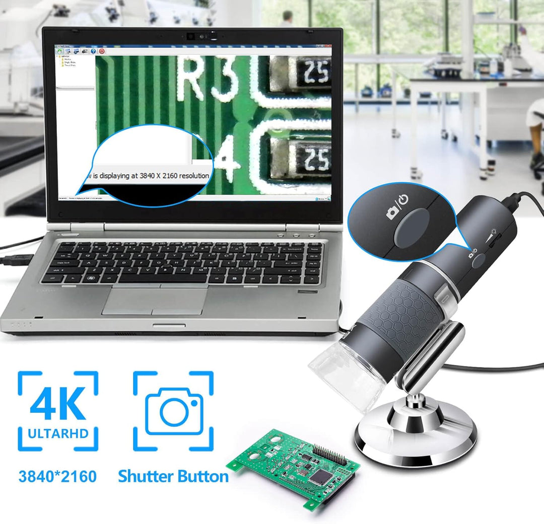 Ninyoon 4K WiFi Mikroskop für iPhone Android, 50 bis 1000X USB Digital Mikroskop Wireless Super HD E