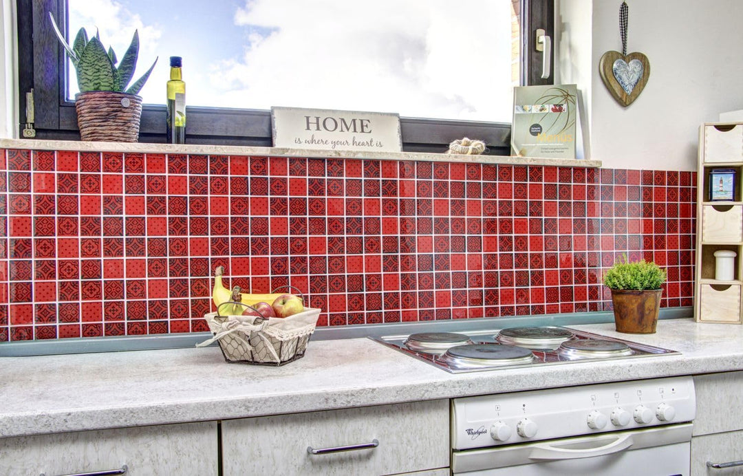 Mosaik Quadrat Crystal Optik rot Glasmosaik Transluzent Transparent 3D, Mosaikstein Format: 48x48x8